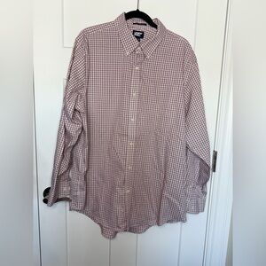 Lands’ End Dark Red and White Check Long Sleeve Button Down - 17.5-35
